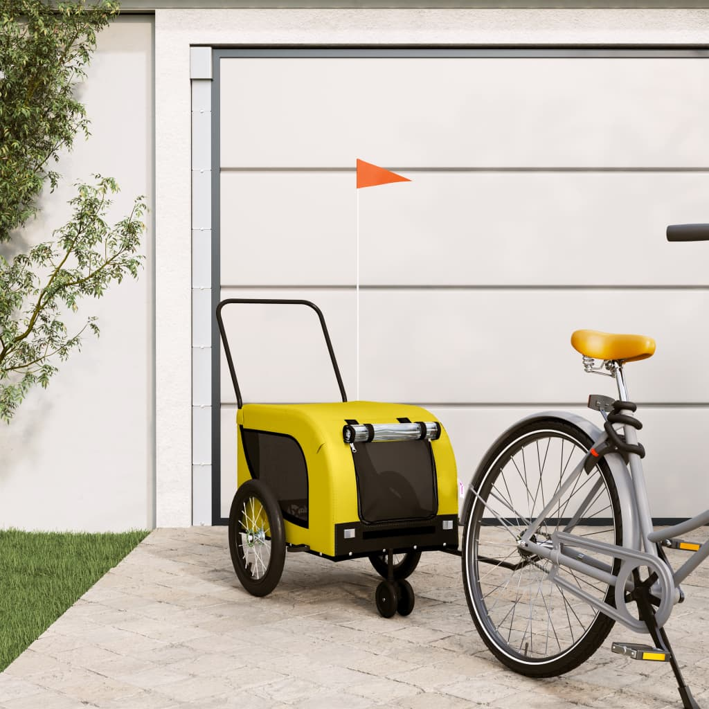 Glamorous Pups : vidaXL Pet Bike Trailer Yellow and Black Oxford fabric, iron, PVC Foldable