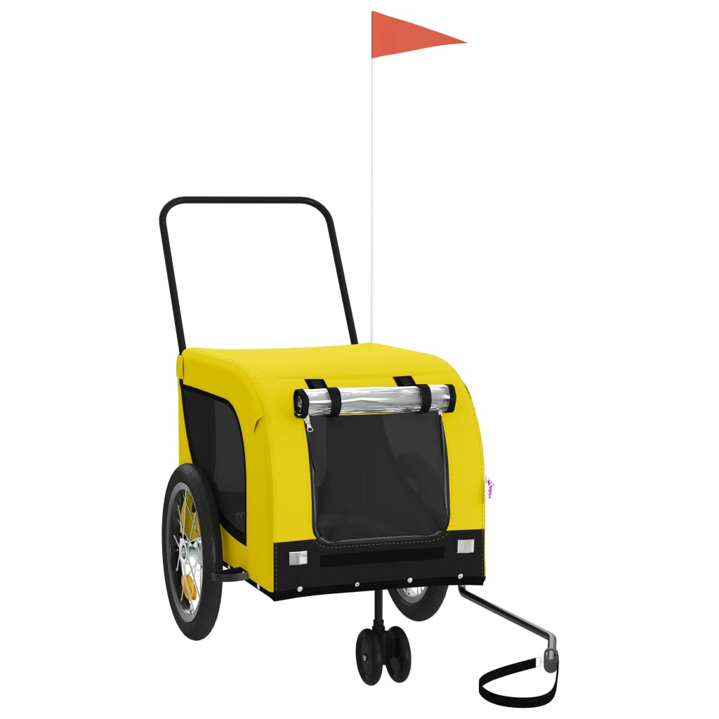 Glamorous Pups : vidaXL Pet Bike Trailer Yellow and Black Oxford fabric, iron, PVC Foldable