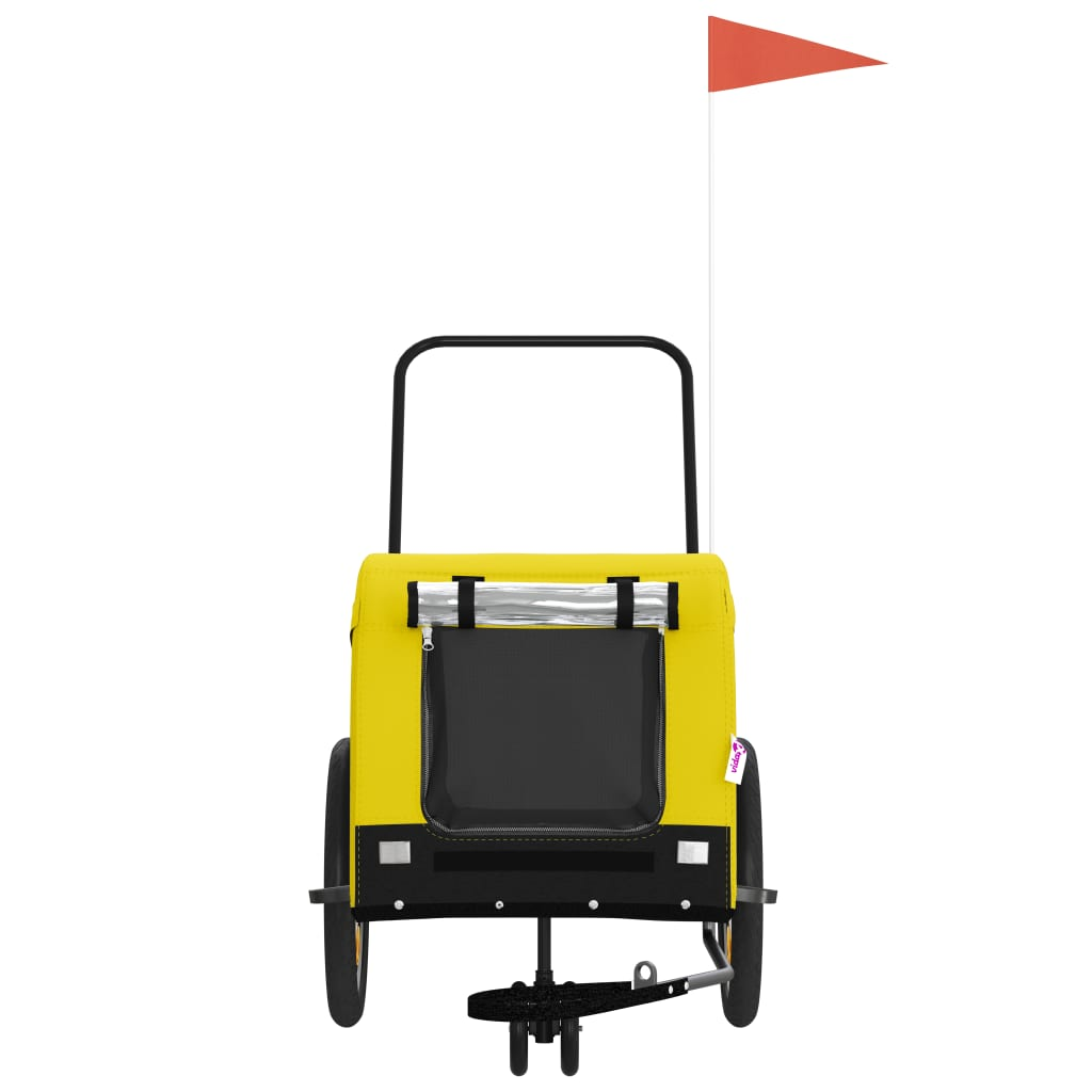 Glamorous Pups : vidaXL Pet Bike Trailer Yellow and Black Oxford fabric, iron, PVC Foldable