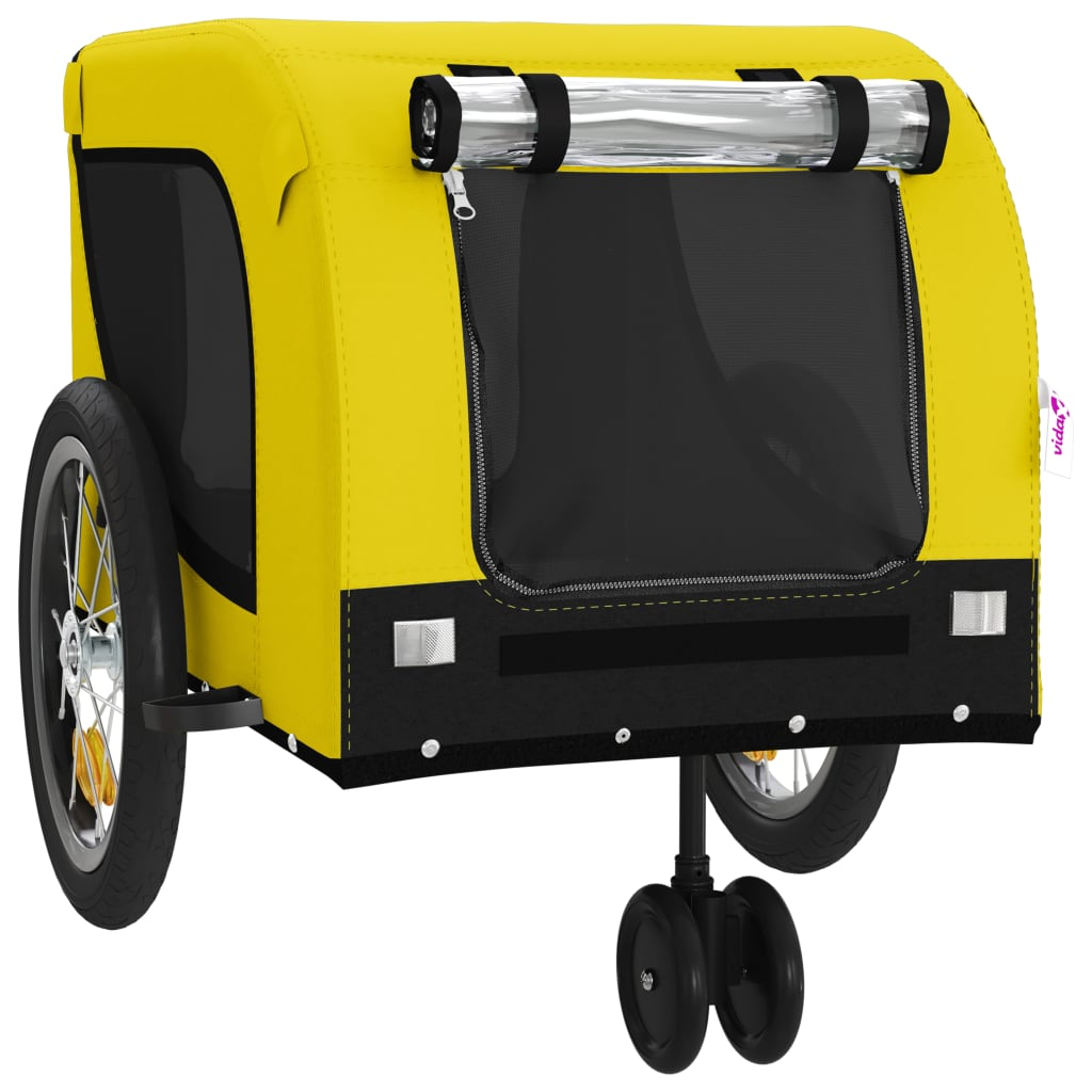 Glamorous Pups : vidaXL Pet Bike Trailer Yellow and Black Oxford fabric, iron, PVC Foldable