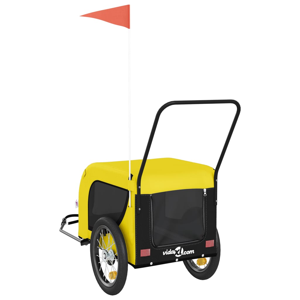 Glamorous Pups : vidaXL Pet Bike Trailer Yellow and Black Oxford fabric, iron, PVC Foldable