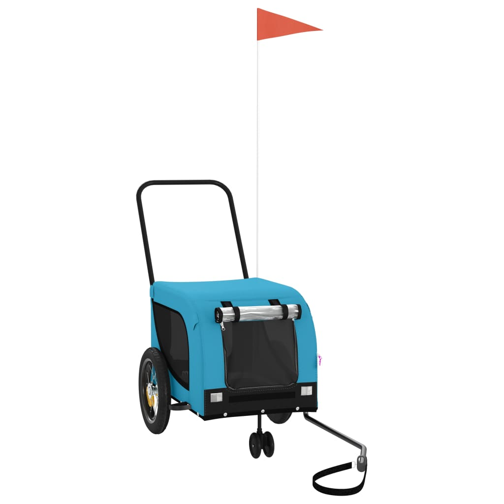 Glamorous Pups : vidaXL Pet Bike Trailer Blue and Black Oxford fabric, Iron, PVC Small