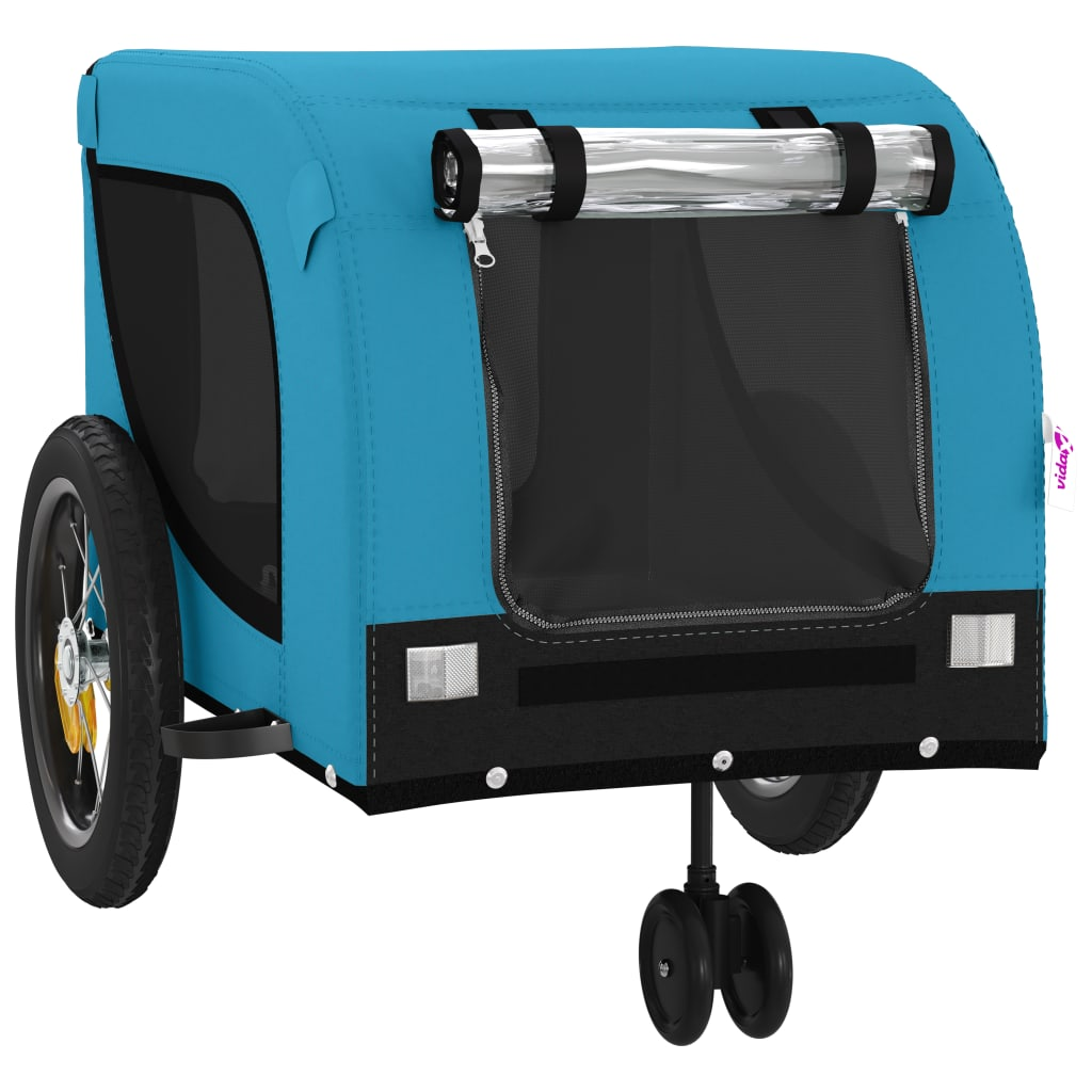 Glamorous Pups : vidaXL Pet Bike Trailer Blue and Black Oxford fabric, Iron, PVC Small