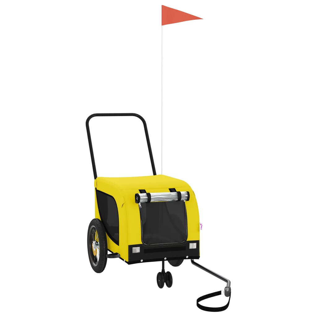 Glamorous Pups : vidaXL Pet Bike Trailer Yellow and Black Oxford fabric, iron, PVC Small