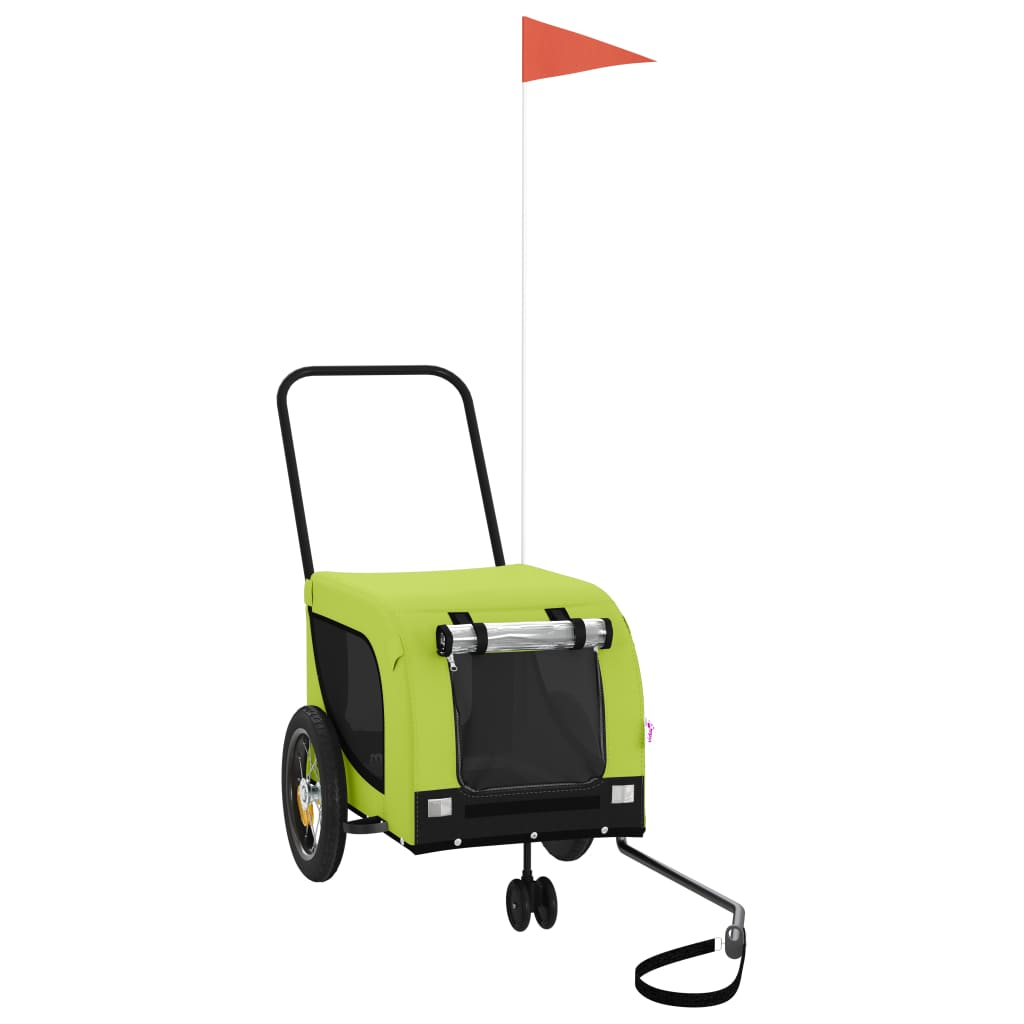 Glamorous Pups : vidaXL Pet Bike Trailer Green and Black Oxford Fabric, Iron, PVC Small