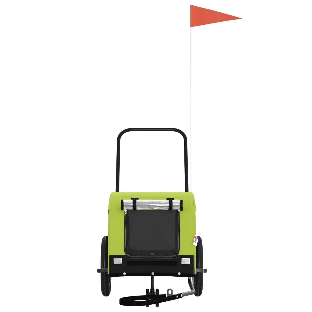 Glamorous Pups : vidaXL Pet Bike Trailer Green and Black Oxford Fabric, Iron, PVC Small