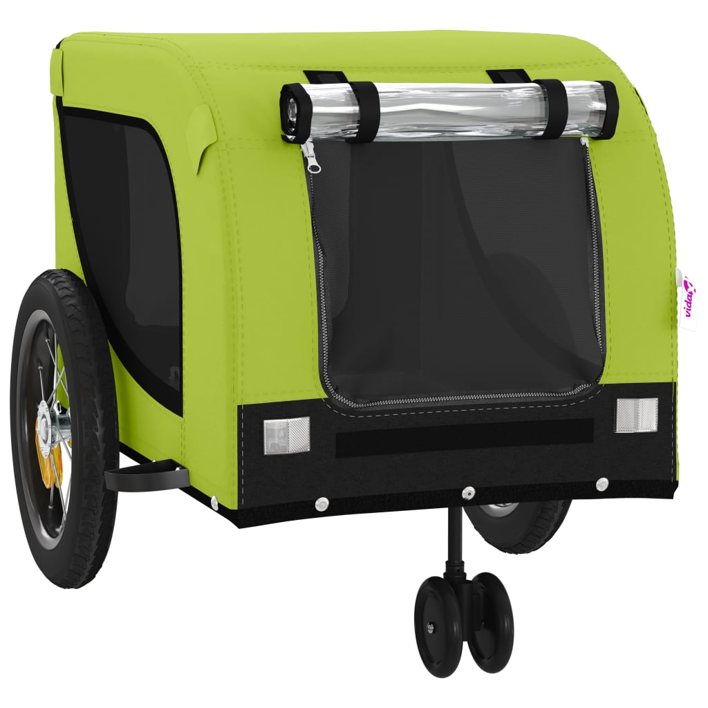 Glamorous Pups : vidaXL Pet Bike Trailer Green and Black Oxford Fabric, Iron, PVC Small