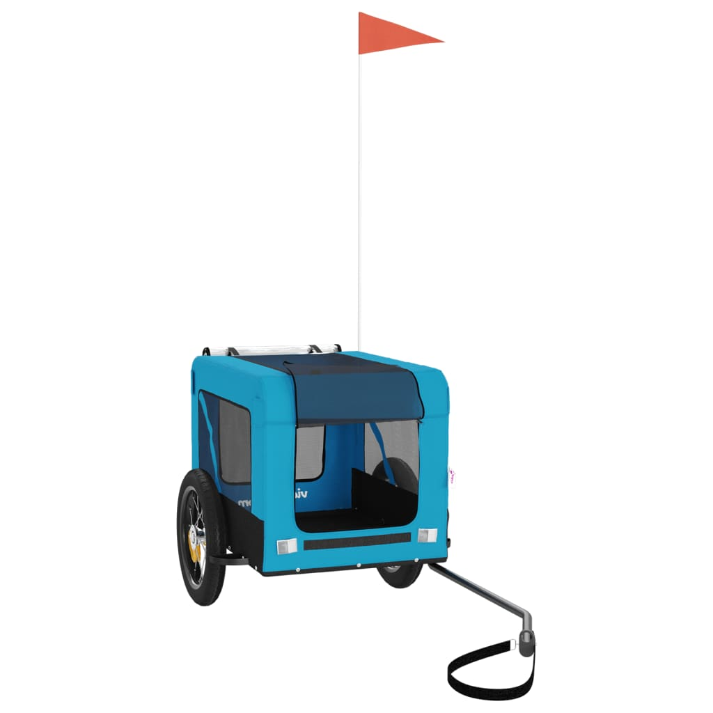 Glamorous Pups : vidaXL Pet Bike Trailer Blue and black Oxford fabric, PVC, Iron