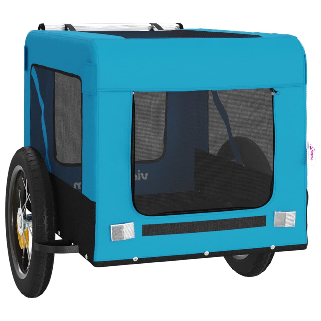 Glamorous Pups : vidaXL Pet Bike Trailer Blue and black Oxford fabric, PVC, Iron