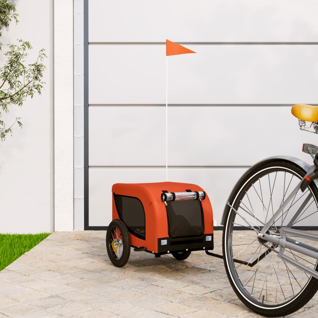 Glamorous Pups : vidaXL Pet Bike Trailer Orange and Black Oxford Fabric Medium