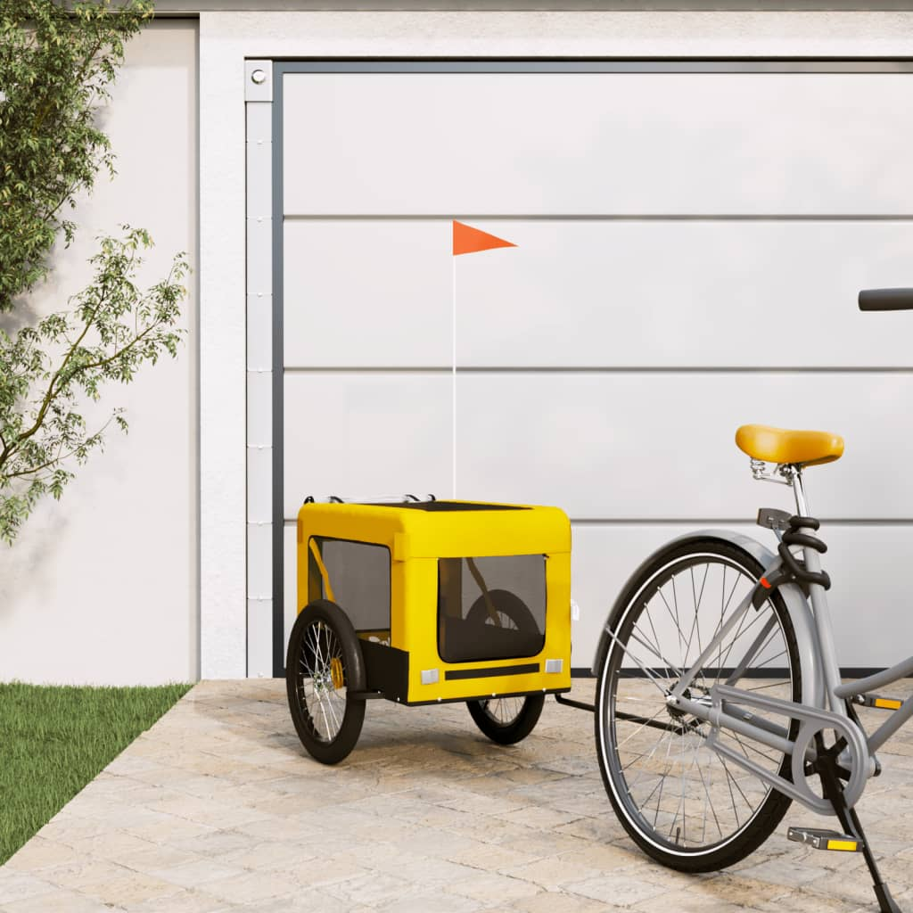 Glamorous Pups : vidaXL Pet Bike Trailer Yellow and Black Oxford fabric, iron, PVC
