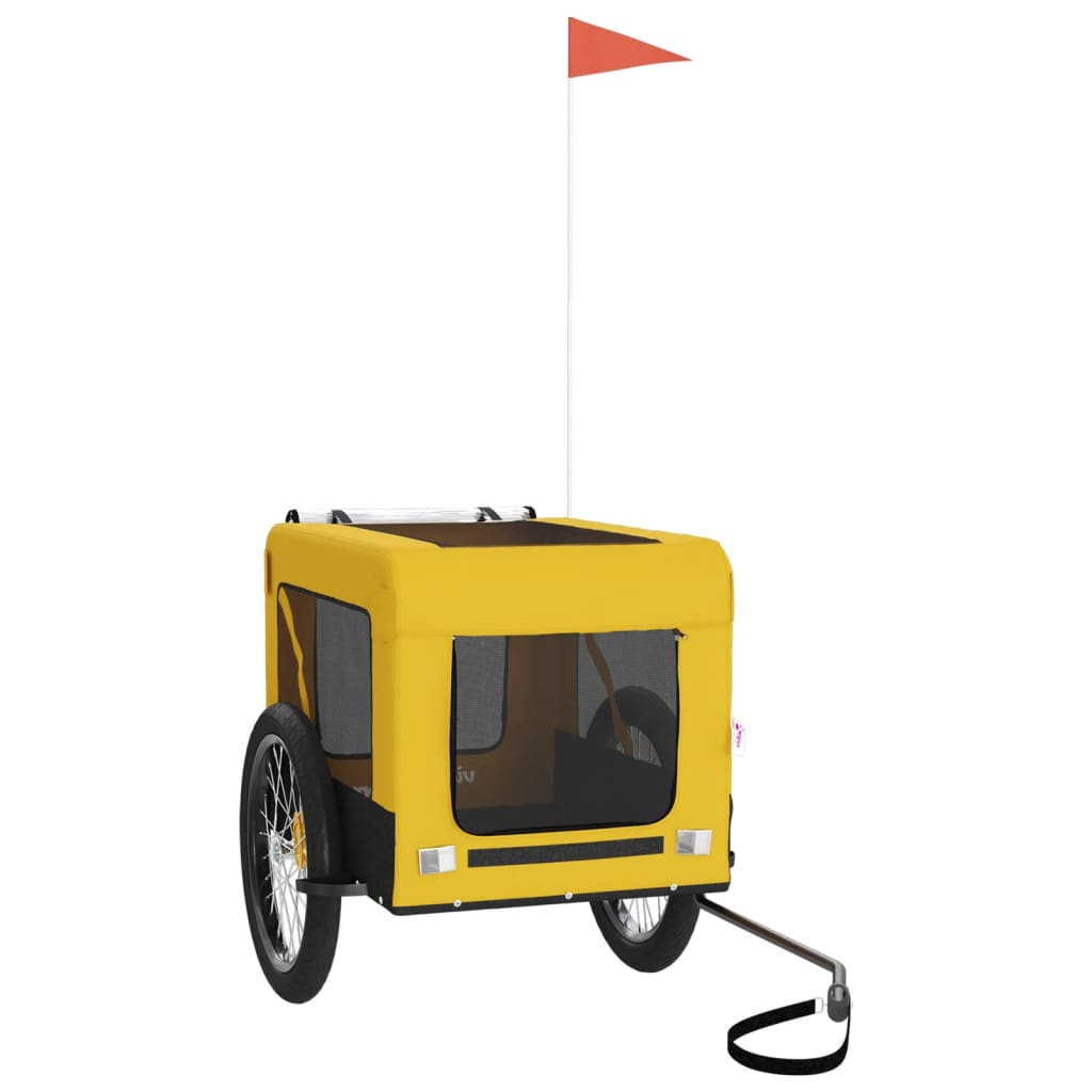 Glamorous Pups : vidaXL Pet Bike Trailer Yellow and Black Oxford fabric, iron, PVC