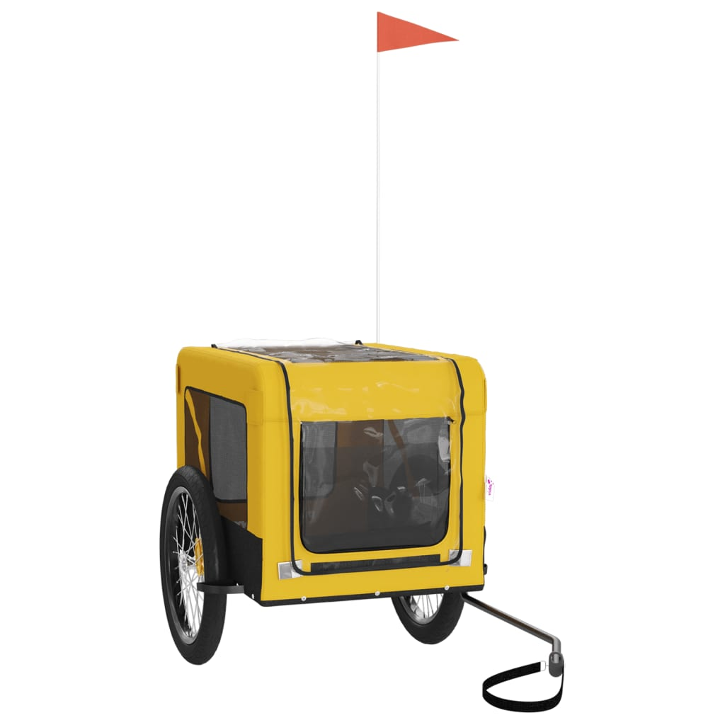 Glamorous Pups : vidaXL Pet Bike Trailer Yellow and Black Oxford fabric, iron, PVC