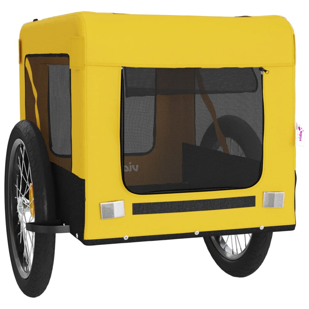 Glamorous Pups : vidaXL Pet Bike Trailer Yellow and Black Oxford fabric, iron, PVC