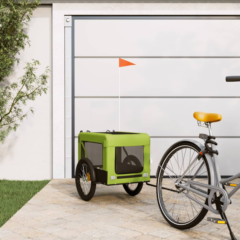 Glamorous Pups : vidaXL Pet Bike Trailer Green, Black Oxford fabric, Iron, PVC Durable