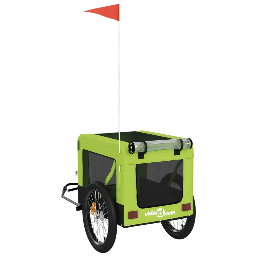 Glamorous Pups : vidaXL Pet Bike Trailer Green, Black Oxford fabric, Iron, PVC Durable