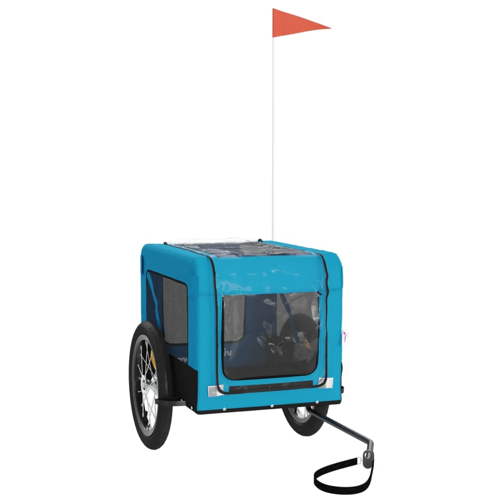 Glamorous Pups : vidaXL Pet Bike Trailer Blue and Black Oxford Fabric and Iron Small