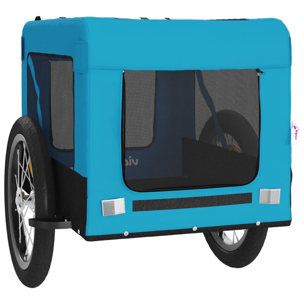 Glamorous Pups : vidaXL Pet Bike Trailer Blue and Black Oxford Fabric and Iron Small
