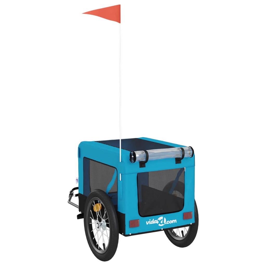 Glamorous Pups : vidaXL Pet Bike Trailer Blue and Black Oxford Fabric and Iron Small