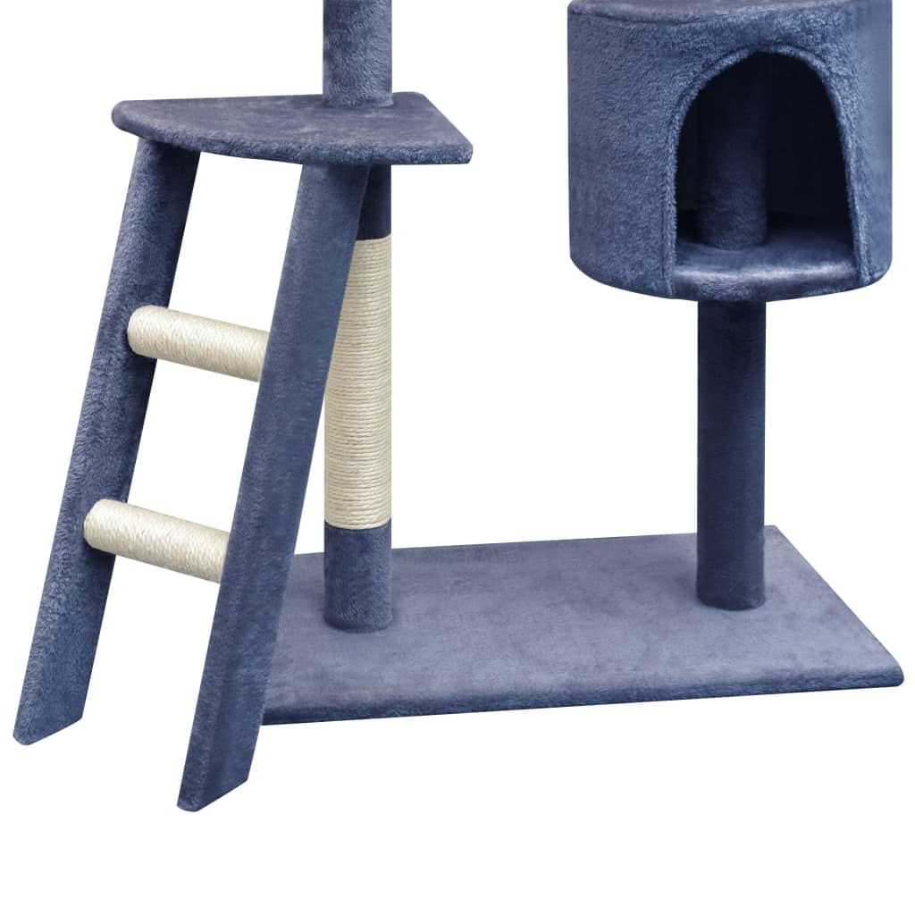 Glamorous Pups : vidaXL Cat Tree Dark Blue Wooden Frame Large Durable Cat Tree Modern