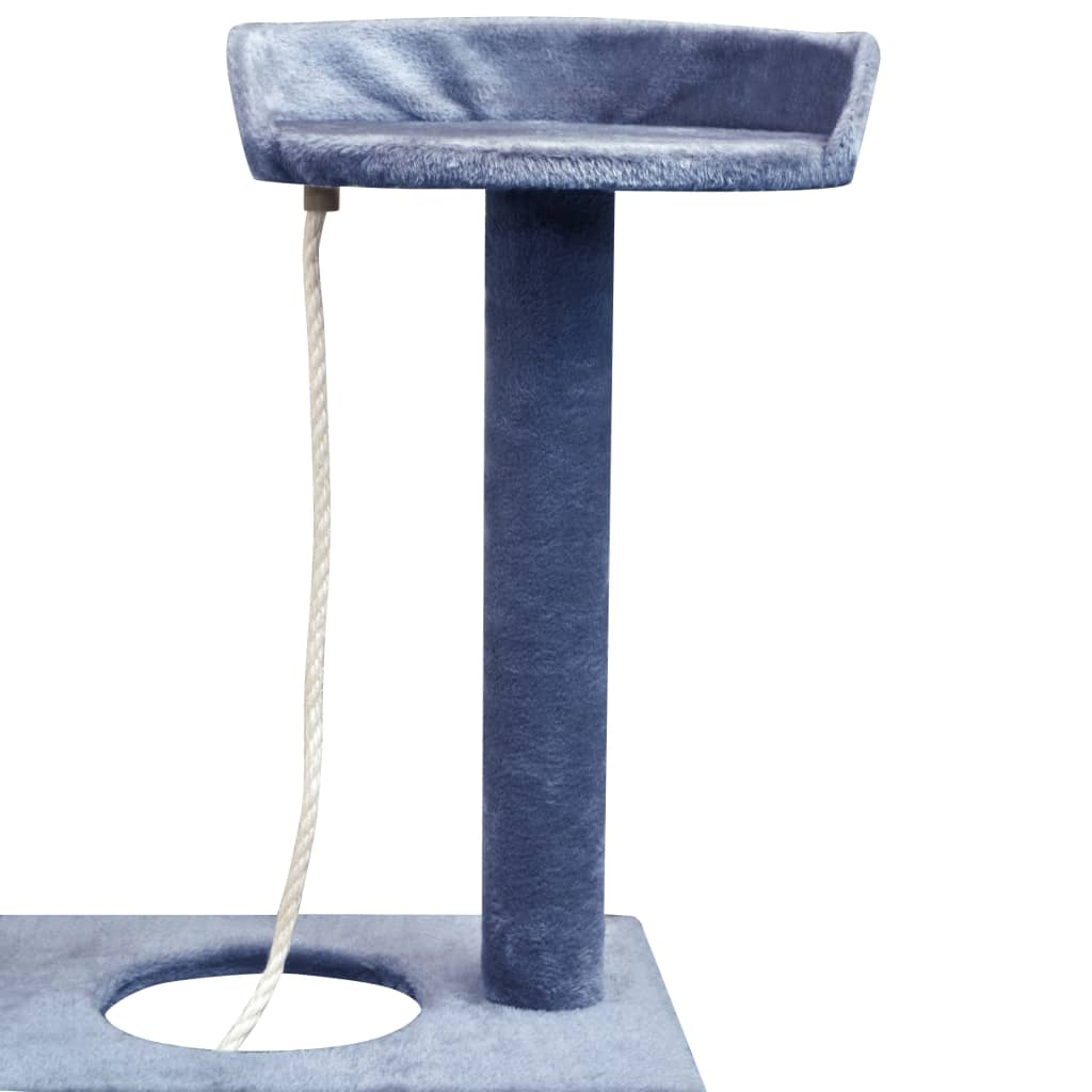 Glamorous Pups : vidaXL Cat Tree Dark Blue Wooden Frame Large Durable Cat Tree Modern