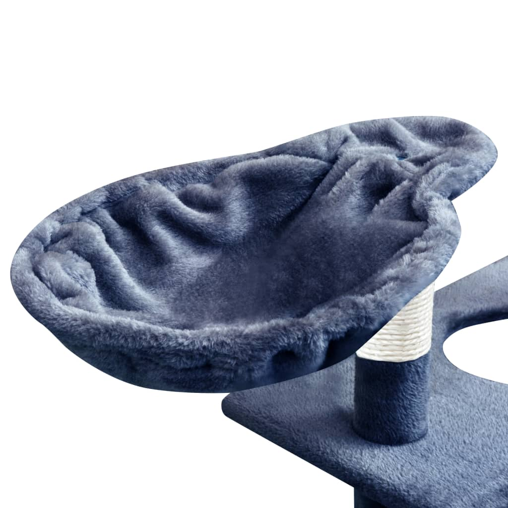 Glamorous Pups : vidaXL Cat Tree Dark Blue Wooden Frame Large Durable Cat Tree Modern