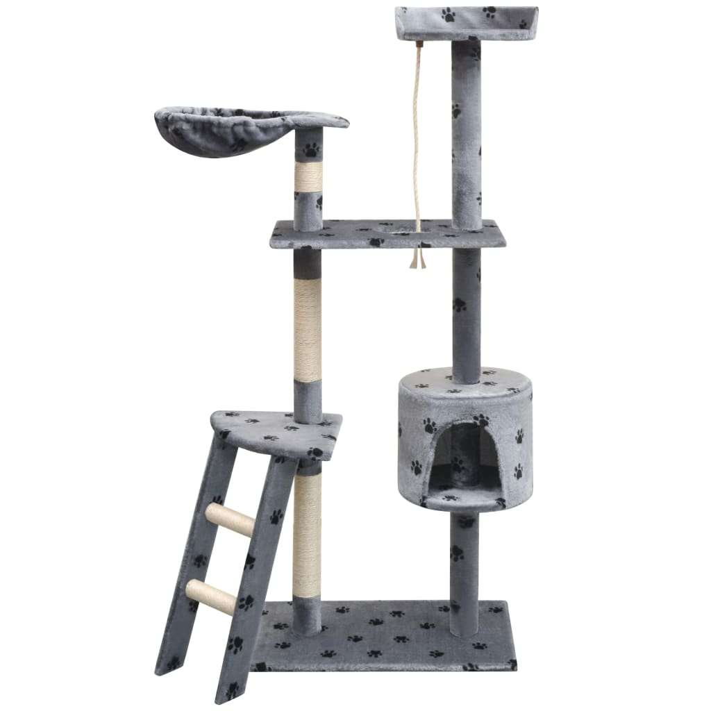 Glamorous Pups : vidaXL Cat Tree Grey with black paw prints