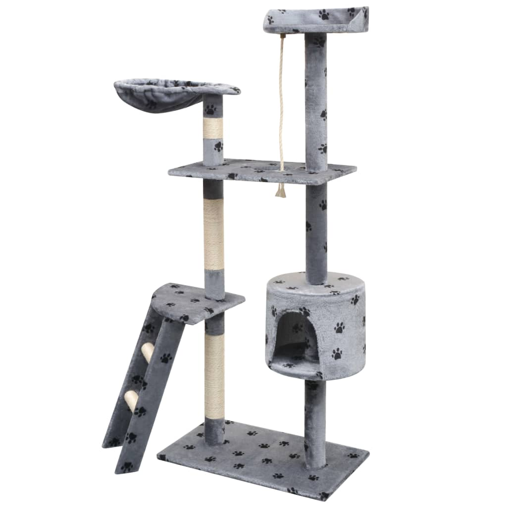 Glamorous Pups : vidaXL Cat Tree Grey with black paw prints