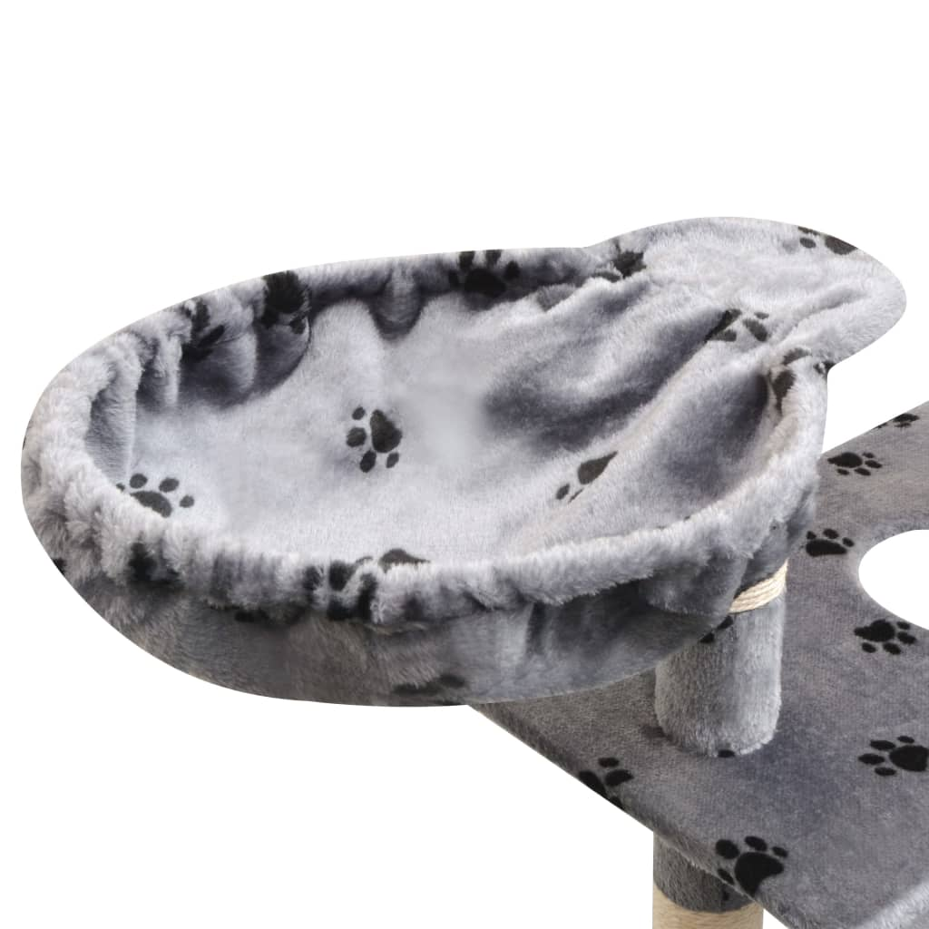 Glamorous Pups : vidaXL Cat Tree Grey with black paw prints