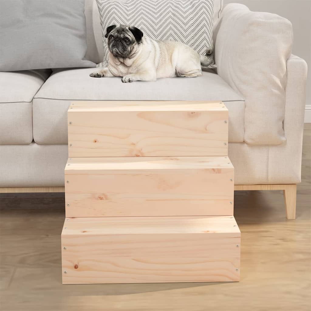 Glamorous Pups : vidaXL Pet Stair Pine Solid Pine Wood Medium Durable Pet Stair
