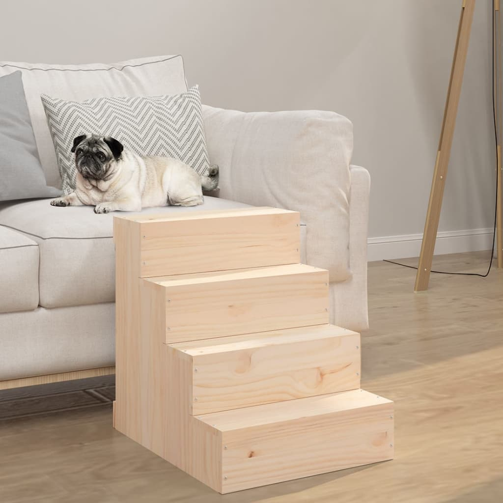 Glamorous Pups : vidaXL Pet Stair 15.7x19.3x18.5" Solid Wood Pine