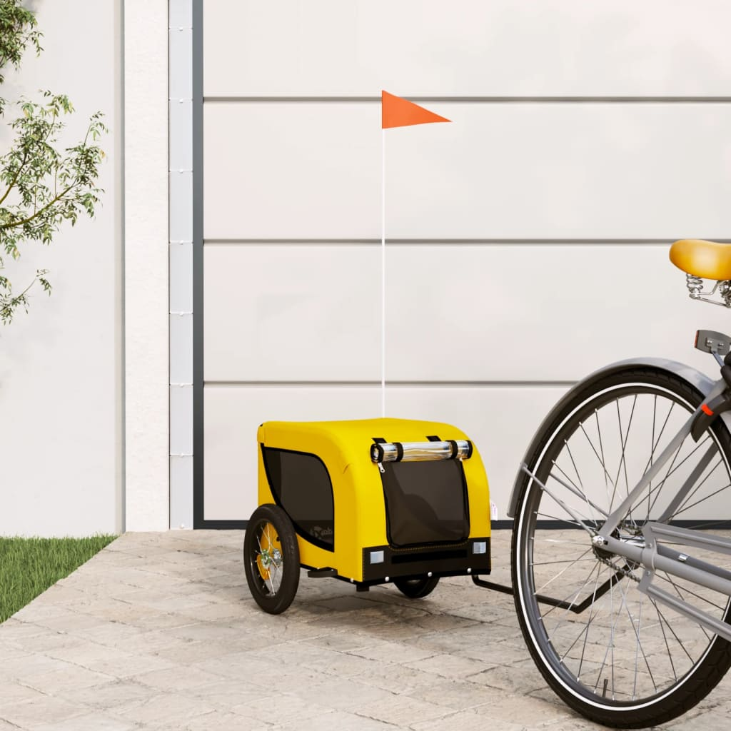 Glamorous Pups : vidaXL Pet Bike Trailer Yellow and Black Oxford fabric, Iron, PVC Medium