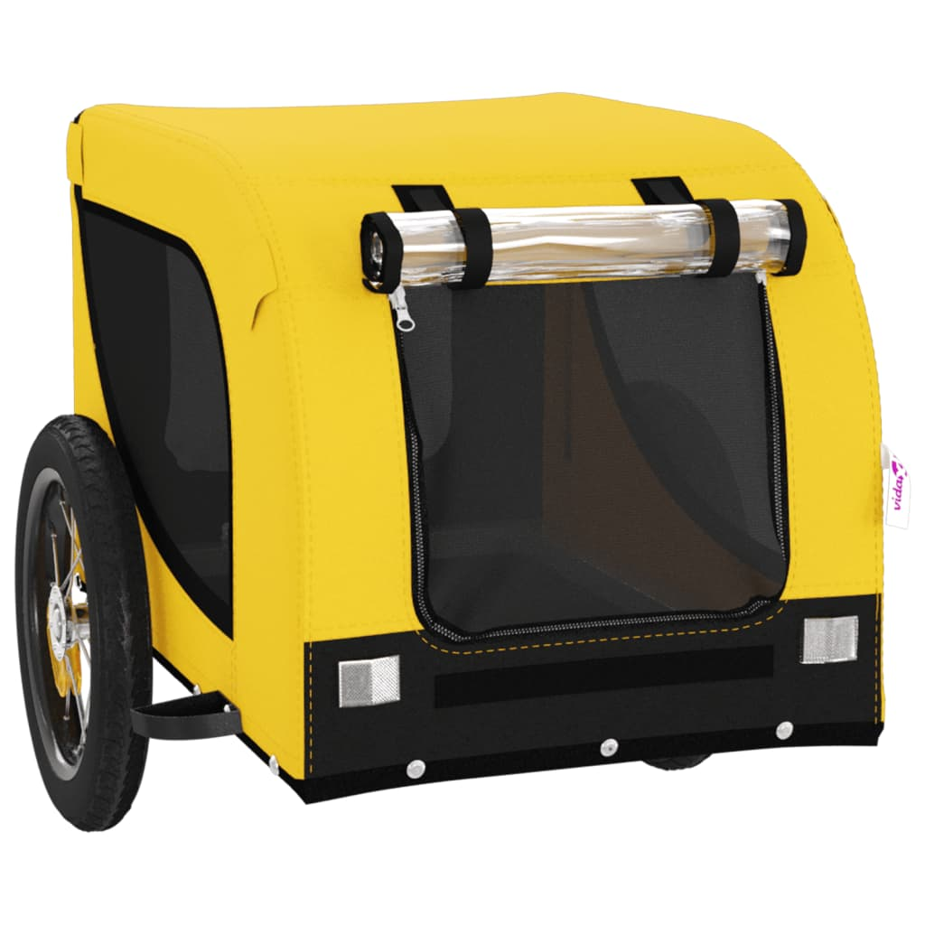 Glamorous Pups : vidaXL Pet Bike Trailer Yellow and Black Oxford fabric, Iron, PVC Medium
