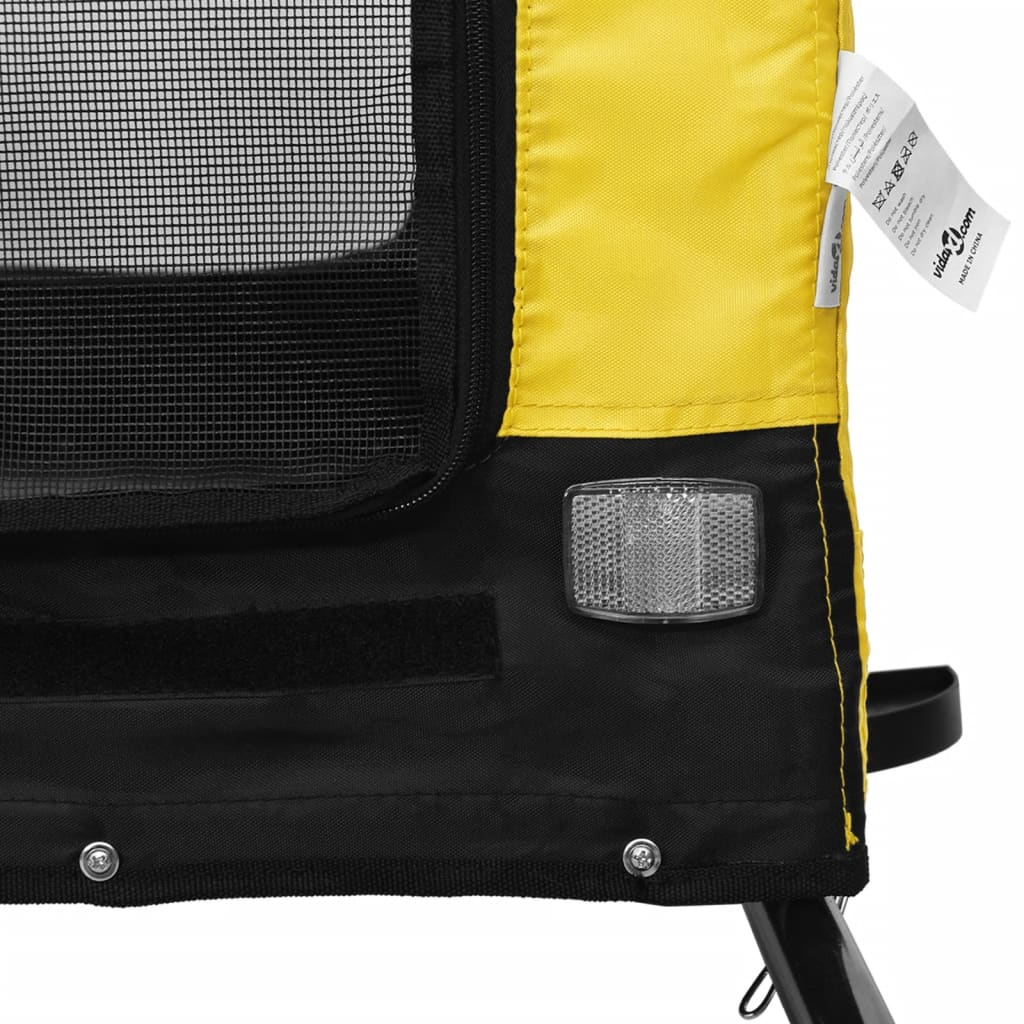Glamorous Pups : vidaXL Pet Bike Trailer Yellow and Black Oxford fabric, Iron, PVC Medium