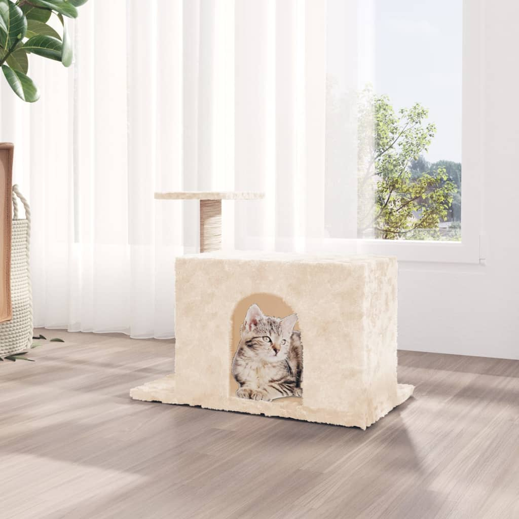 Glamorous Pups : vidaXL Cat Tree Cream Engineered wood, plush, sisal Medium Durable