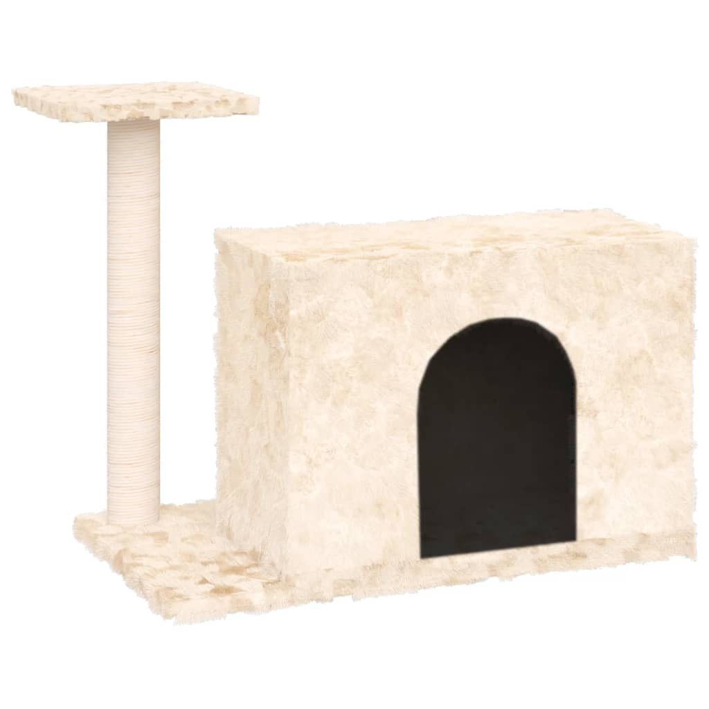 Glamorous Pups : vidaXL Cat Tree Cream Engineered wood, plush, sisal Medium Durable