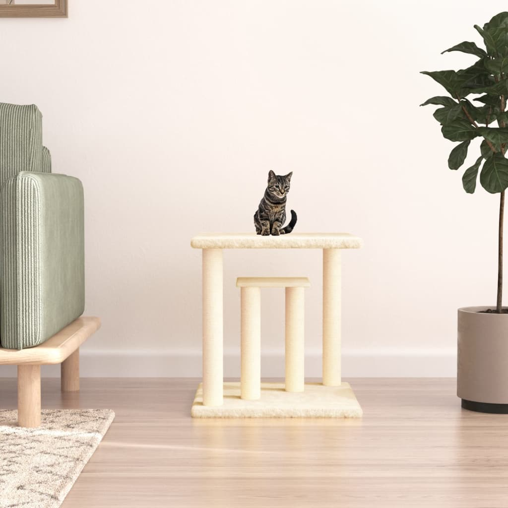 Glamorous Pups : vidaXL Cat Scratching Post Cream Engineered wood, plush, sisal