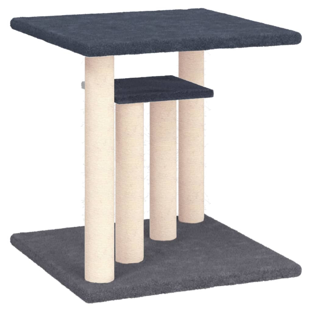 Glamorous Pups : vidaXL Cat Scratching Post Dark grey Engineered wood, plush, sisal Medium