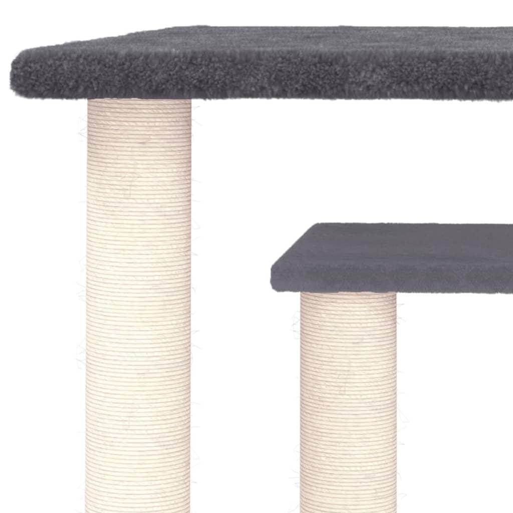 Glamorous Pups : vidaXL Cat Scratching Post Dark grey Engineered wood, plush, sisal Medium