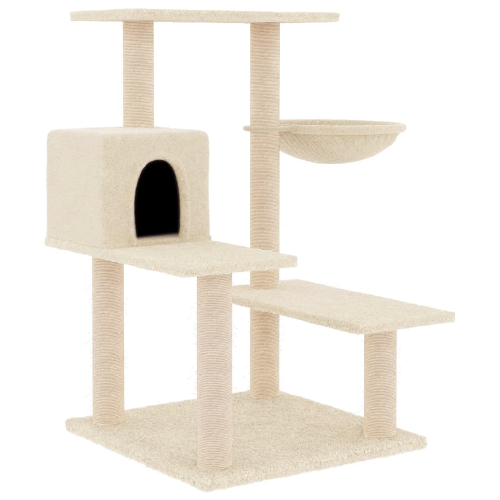 Glamorous Pups : vidaXL Cat Tree Cream Engineered wood, plush, sisal Large Cat Tree