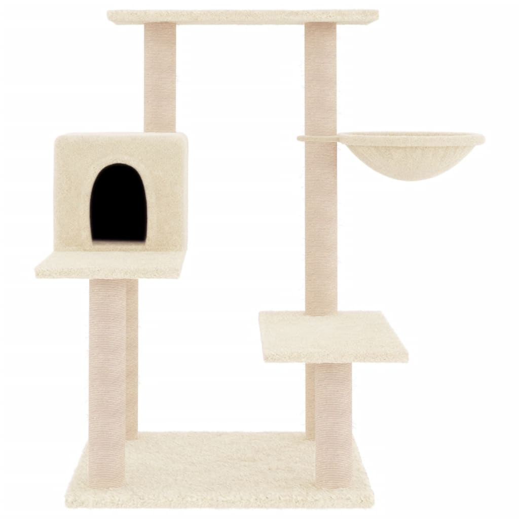 Glamorous Pups : vidaXL Cat Tree Cream Engineered wood, plush, sisal Large Cat Tree