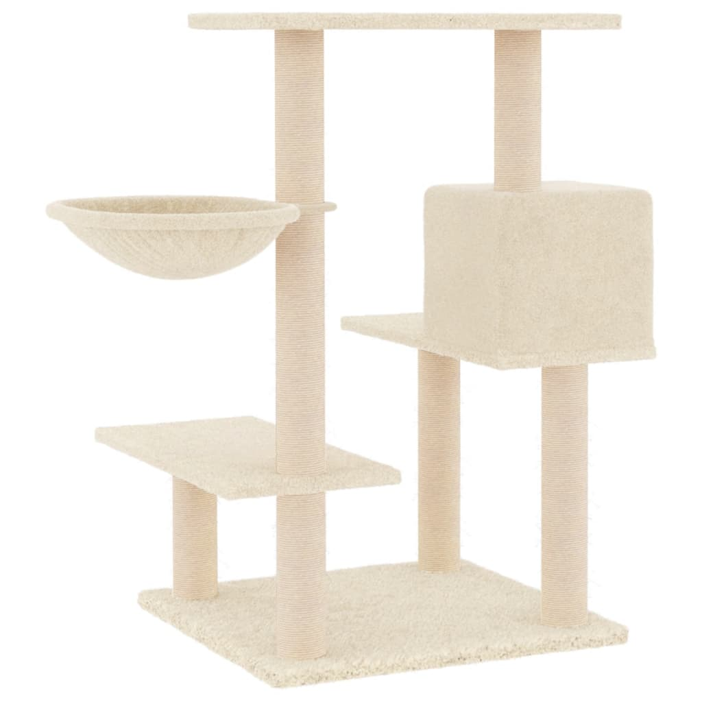 Glamorous Pups : vidaXL Cat Tree Cream Engineered wood, plush, sisal Large Cat Tree