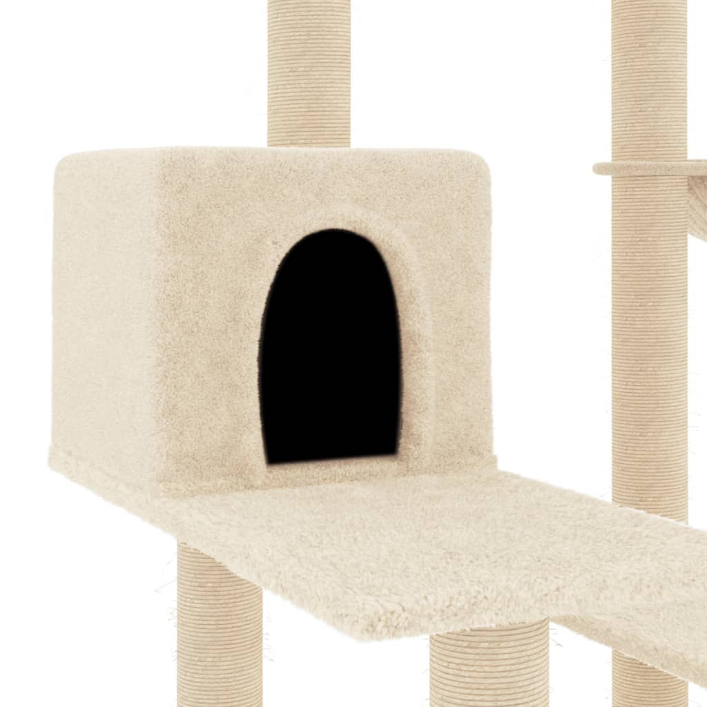 Glamorous Pups : vidaXL Cat Tree Cream Engineered wood, plush, sisal Large Cat Tree