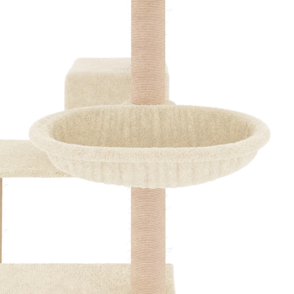 Glamorous Pups : vidaXL Cat Tree Cream Engineered wood, plush, sisal Large Cat Tree