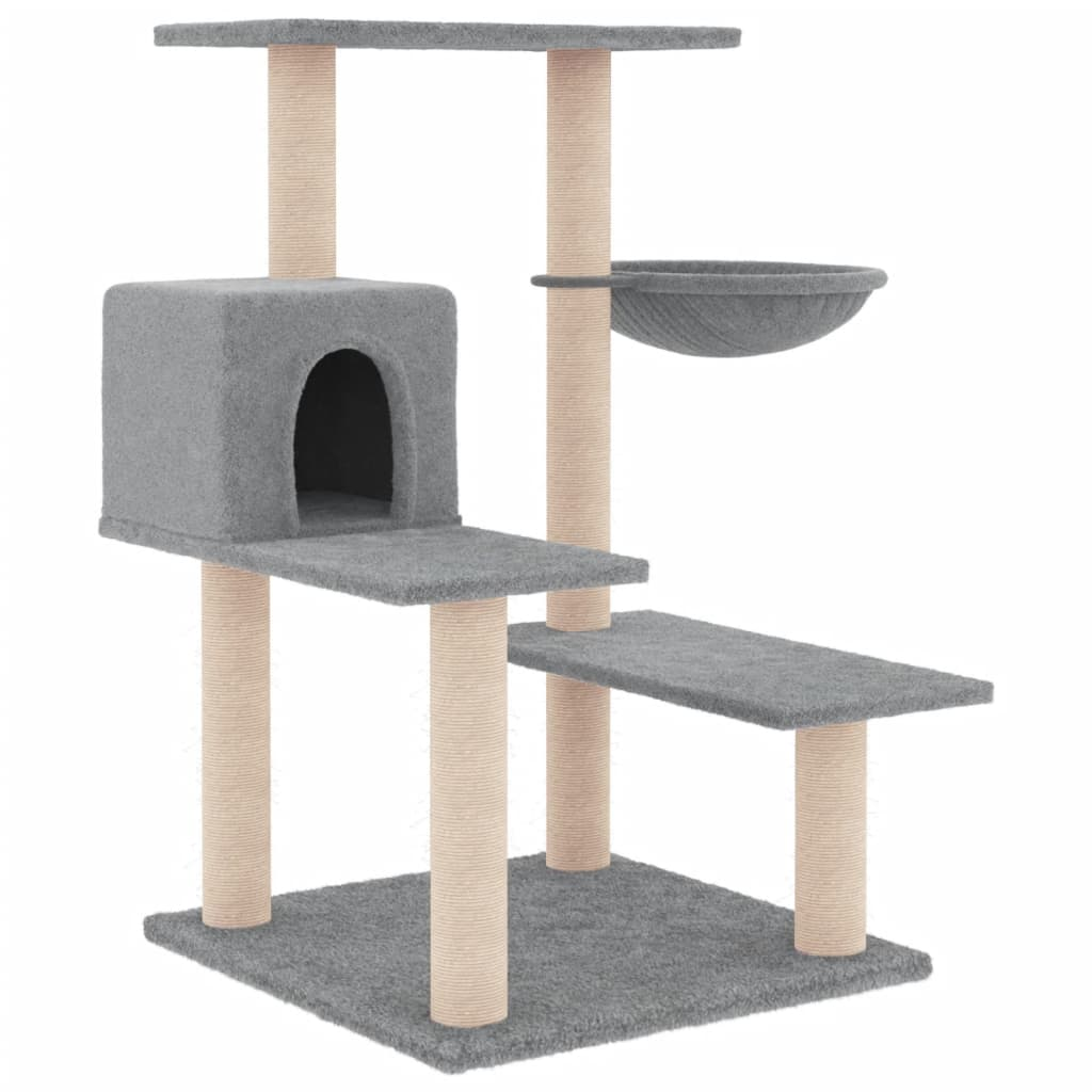 Glamorous Pups : vidaXL Cat Tree Light Grey Engineered wood, plush, sisal Large Durable