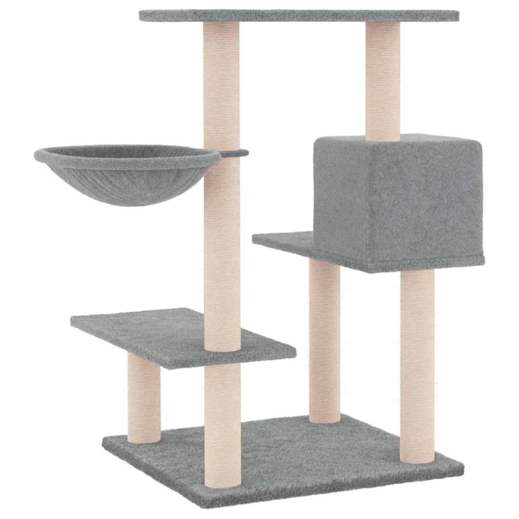 Glamorous Pups : vidaXL Cat Tree Light Grey Engineered wood, plush, sisal Large Durable