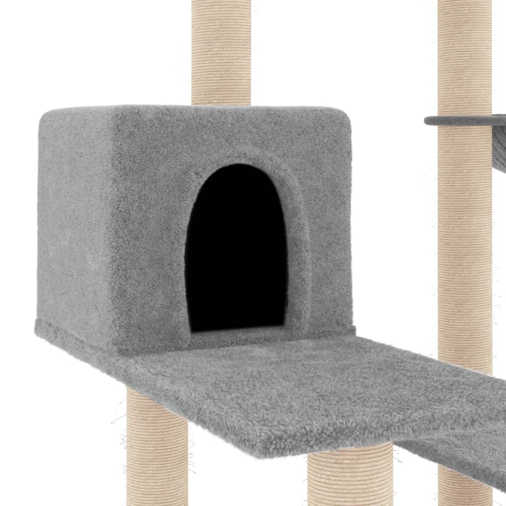 Glamorous Pups : vidaXL Cat Tree Light Grey Engineered wood, plush, sisal Large Durable