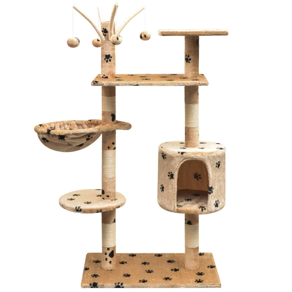 Glamorous Pups : vidaXL Cat Tree Beige with black paw prints