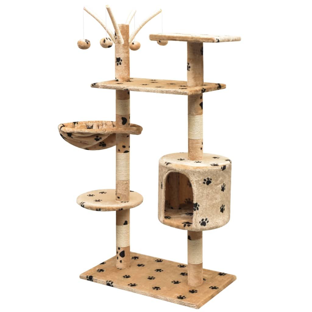Glamorous Pups : vidaXL Cat Tree Beige with black paw prints