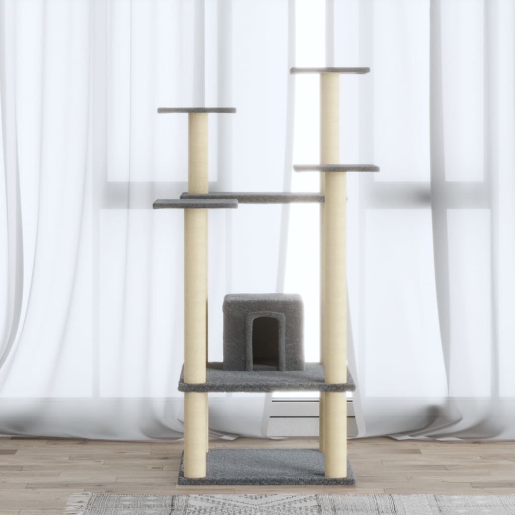 Glamorous Pups : vidaXL Cat Tree Light Grey Engineered Wood, Plush, Sisal Medium Durable